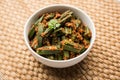 Indian Bharwa Bhindi or masala fried Okra, bhendi or ladyfinger curry Royalty Free Stock Photo